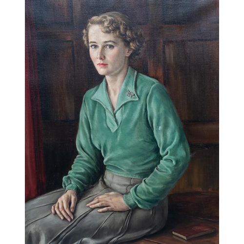 2126 - BUNTY MILLER (BRITISH 20TH CENTURY) PORTRAIT OF JEAN HIGHAM Oil on canvas(87cm x 69cm)... 