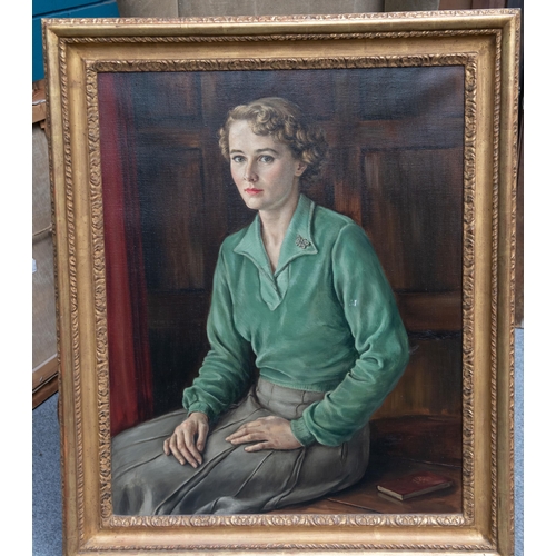 2126 - BUNTY MILLER (BRITISH 20TH CENTURY) PORTRAIT OF JEAN HIGHAM Oil on canvas(87cm x 69cm)... 