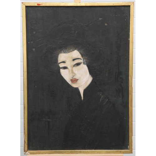 2130 - JAPANESE-AMERICAN SCHOOL (20TH CENTURY) PORTRAIT OF A LADY Indistinctly signed/inscribed to right of... 