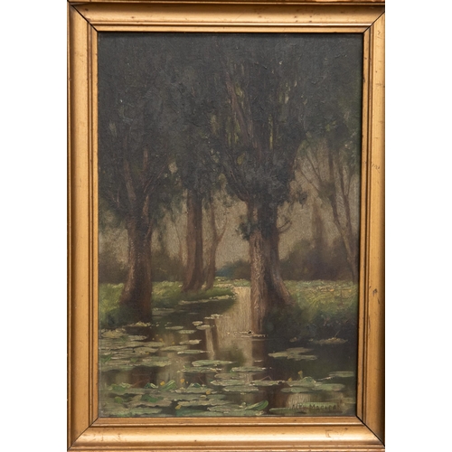 2135 - ALEX MACLEAN RBA (1967-1940) WOODLAND LANDSCAPE Signed
Oil on board(24.5cm x 16.5)... 