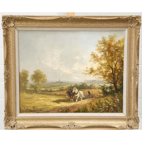 2138 - Y GUDRUN SIBBONS (B 1925) PLOUGHING SCENE Signed lower left
oil on canvas, framed(40cm x 50cm)... 