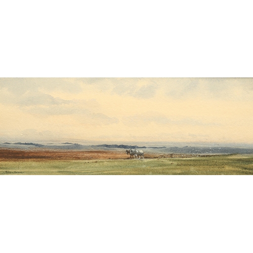 2164 - Y BRIAN IRVING (1931-2013) HORSES PLOUGHING A FIELD Signed
Watercolour
 (20cm x 50cm)... 