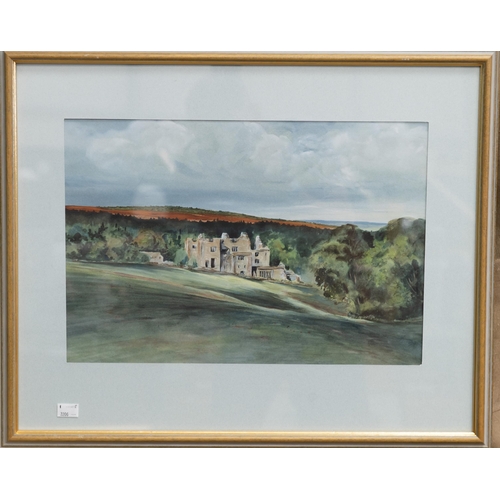 2163 - Y BRIAN IRVING (1931-2013) BARDEN TOWER, LOWER WHARFEDALE watercolour with bodycolour, framed
Label ... 