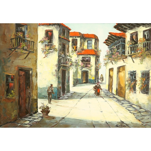 2179 - SALAZAR (EUROPEAN CONTEMPORARY) TOWN VIEW Signed
oil on canvas
 
 (69cm x 99cm)... 