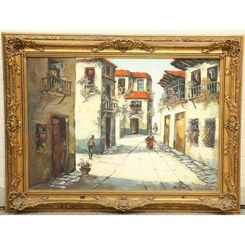 2179 - SALAZAR (EUROPEAN CONTEMPORARY) TOWN VIEW Signed
oil on canvas
 
 (69cm x 99cm)... 