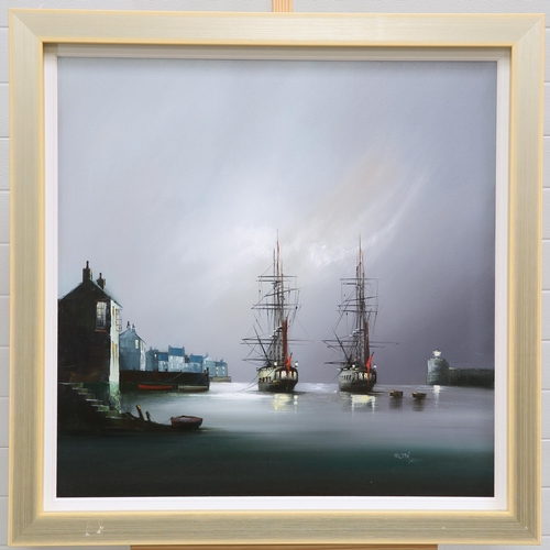 2183 - Y BARRY HILTON (B1941) MOONLIT HARBOUR Signed lower right
Oil on canvas, framed(75cm x 75cm)... 