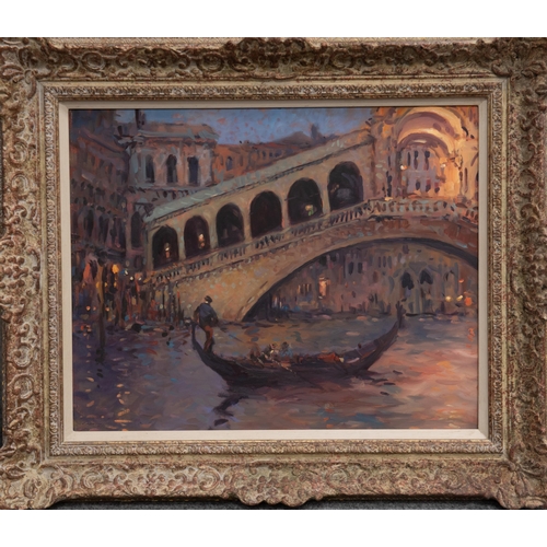 2199 - Y KEN MORONEY (1949-2018) THE RIALTO BRIDGE, VENICE Signed lower left
oil on board(39cm x 49.5cm)... 