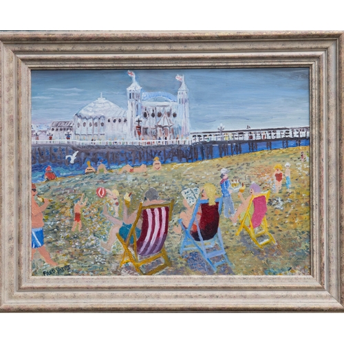 2203 - Y ATTRIBUTED TO FRED YATES (1922-2008) BRIGHTON BEACH Bears signature Fred Yates
Oil on board(44cm x... 