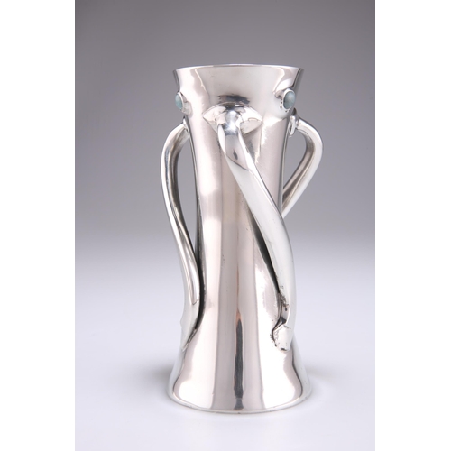 32 - A LIBERTY & CO TUDRIC PEWTER TWO-HANDLED VASE, DESIGNED BY ARCHIBALD KNOX, no. 030, the waisted ... 