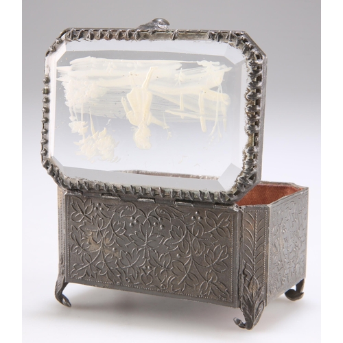 44 - A FRENCH 'MARY GREGORY' JEWEL CASKET, CIRCA 1900, rectangular with canted corners, the hinged glass ... 