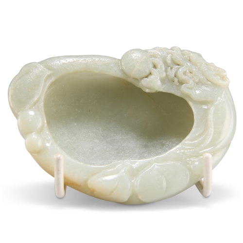 164 - A CARVED JADE DRAGON BRUSH WASHER. 9cm by 6.5cm