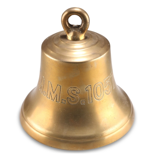 189 - A BRASS BELL FROM HMS MMS 1057. Bell 22cm highThe motor minesweeper was ordered on 18 December 1942 ... 