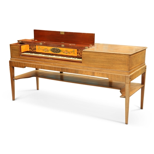 213 - A SQUARE PIANO, BY MUZIO CLEMENTI & CO, LONDON, CIRCA 1805, the mahogany with inlay, the fascia ... 