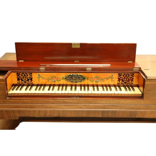 213 - A SQUARE PIANO, BY MUZIO CLEMENTI & CO, LONDON, CIRCA 1805, the mahogany with inlay, the fascia ... 