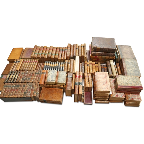 250 - A TABLEFUL OF SADLY INCOMPLETE VOLUMES AND RUNS, ETC., of mainly leather-bound items of 18th/19th Ce... 