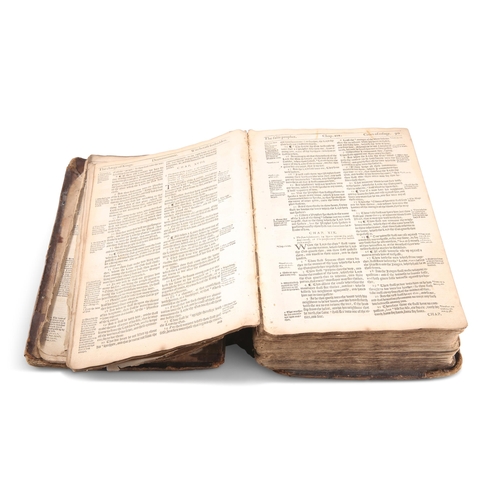 256 - A 1595 GENEVA HOLY BIBLE, also referred to as a “Breeches” Bible, lacking all prelims from the Old T... 