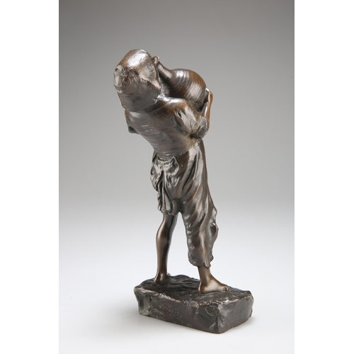 287 - FULBORN, 'SU-SU', A BRONZE FIGURE OF A YOUNG BOY TIPPLING, CIRCA 1900, signed and titled in the cast... 