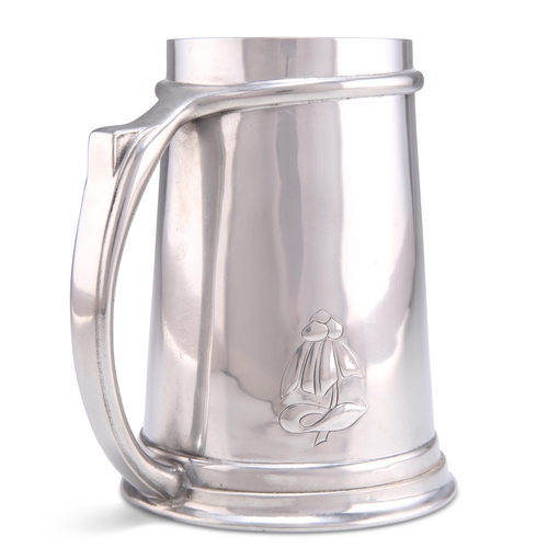 34 - A LIBERTY & CO TUDRIC PEWTER MUG, DESIGNED BY ARCHIBALD KNOX, no. 053, of straight-sided taperin... 