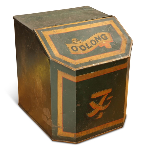 49 - A JACOBS SHOP TEA CANNISTER, labelled Oolong. 33cm high, 28.5cm wide, 33cm deep... 