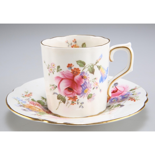 55 - TWO ROYAL CROWN DERBY BOXED COFFEE SERVICES, each comprising six cups and saucers, with floral decor... 