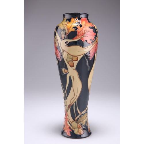 80 - A MOORCROFT LIMITED EDITION WOOD NYMPH PATTERN TUBE LINED POTTERY VASE, 117/150, designed by Kerry G... 