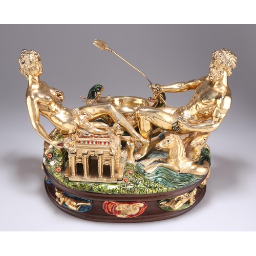 1014 - THE BENVENUTO CELLINI SALT CELLAR, 'LA SALIERA D'ORO' a reproduction, c.1970s, by Morpier, Firenze (... 