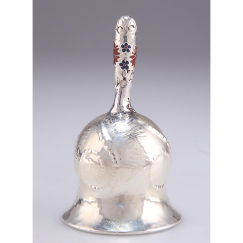 1025 - AN AMERICAN STERLING SILVER TABLE BELL, 20TH CENTURY by Tiffany & Co, the bell bowl lightly plan... 