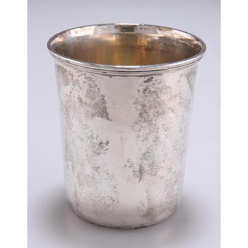 1036 - AN EARLY 19TH CENTURY RUSSIAN SILVER BEAKER St. Petersburg 1862, straight-sided tapering form, engra... 