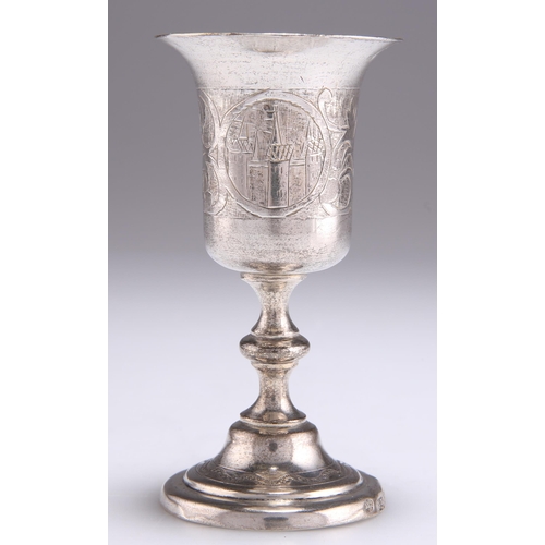 1042 - A 19TH CENTURY RUSSIAN SILVER GOBLET Moscow, c.1880, of small proportions, with an engraved bowl and... 