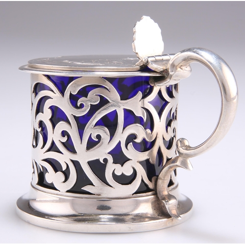 1096 - A VICTORIAN SILVER MUSTARD POT by Samuel Hayne & Dudley Cater, London 1853, circular, the hinged... 