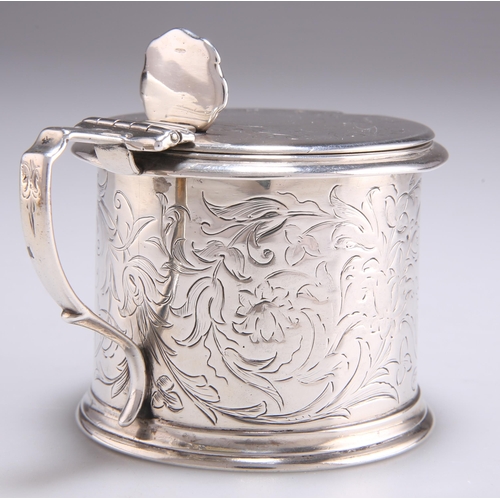 1103 - A VICTORIAN SILVER MUSTARD POT by Charles Thomas Fox & George Fox, London 1855, circular, the hi... 