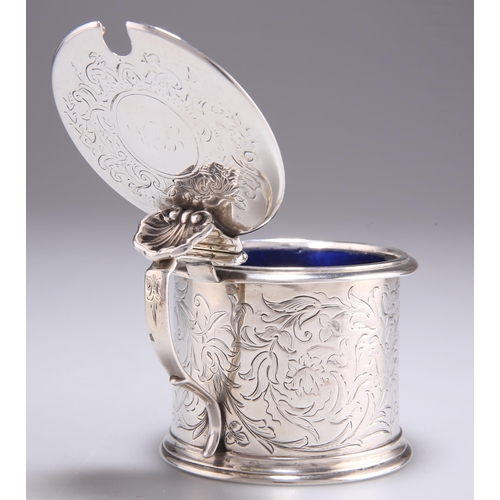 1103 - A VICTORIAN SILVER MUSTARD POT by Charles Thomas Fox & George Fox, London 1855, circular, the hi... 