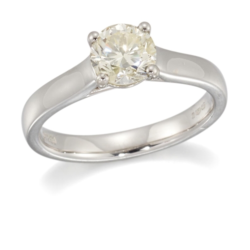 1791 - A PLATINUM SOLITAIRE DIAMOND RING a round brilliant-cut diamond in a claw setting. Estimated diamond... 