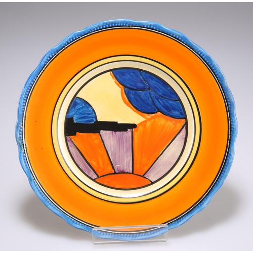 136 - A CLARICE CLIFF BIZARRE SUNRAY PATTERN SIDE PLATE with a scalloped rim, Newport pottery backstamp. 2... 