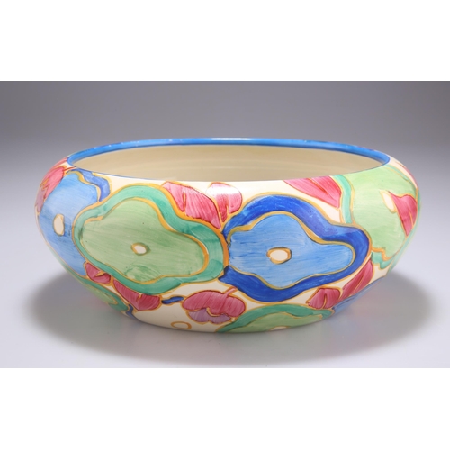 155 - A CLARICE CLIFF FANTASQUE BIZARRE BLUE CHINTZ PATTERN BOWL shape number 55, Newport pottery backstam... 