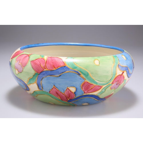 155 - A CLARICE CLIFF FANTASQUE BIZARRE BLUE CHINTZ PATTERN BOWL shape number 55, Newport pottery backstam... 