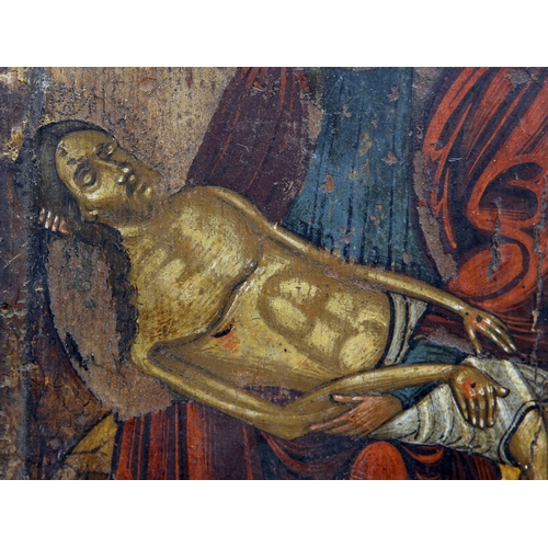 2000 - VENETO-CRETAN SCHOOL (17TH/18TH CENTURY) THE PIETA Oil on panel with worn gilding
 (30.5cm x 22cm)... 