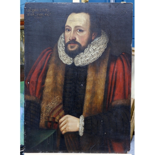 2002 - EARLY 17TH CENTURY ENGLISH SCHOOL PORTRAIT OF A GENTLEMAN Inscribed and dated 1617, sitters age give... 