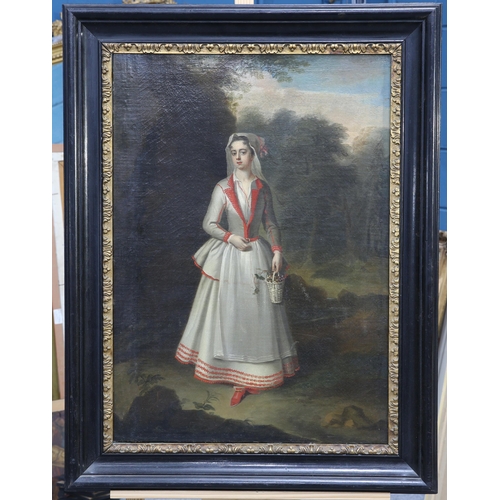 2011 - 18TH CENTURY BRITISH SCHOOL PORTRAIT OF A LADY Inscibed on verso Frau Graff von Buckeburg
Oil on can... 