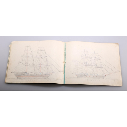 2021 - AMERICAN SCHOOL (19TH CENTURY) A RARE SKETCH BOOK OF DRAWINGS OF SHIPS, EARLY US NAVY AND SHIPPING V... 