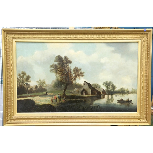 2034 - 19TH CENTURY DUTCH SCHOOL RURAL LANDSCAPE Oil on canvas
 (49cm x 84cm)