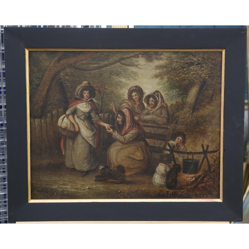 2035 - ENGLISH NAIVE SCHOOL (19TH CENTURY) THE FORTUNE TELLER Oil on canvas(36.5cm x 47cm)... 