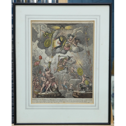 2052 - AFTER JAMES GILLRAY (1756-1815) CONFEDERATED COALITION OF THE GIANTS STORMING HEAVEN Etching with ha... 