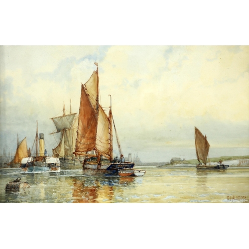 2067 - FREDERICK JAMES ALDRIDGE (1850-1933) PAIR OF VIEWS OF FISHING VESSELS IN AN ESTUARY Both signed
Wate... 