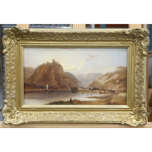 2072 - ATTRIBUTED TO JAMES BAKER PYNE (1800-1870) CONTINENTAL LAKE VIEW Oil on Canvas(16cm x 29cm)... 