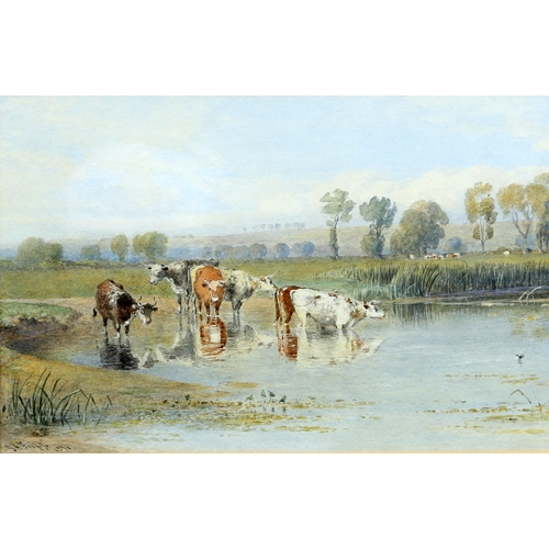 2076 - GEORGE ALFRED FRIPP (1813-1896) CATTLE DRINKING Signed and dated 1871(?)
Watercolour(21.5cm x 34cm)W... 