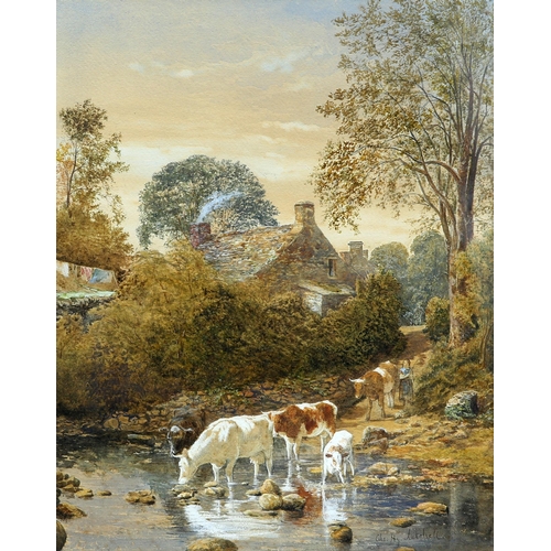 2077 - CHARLES LUTCHELL (19TH CENTURY) CATTLE WATERING Signed Chs Hg Lutchell
Watercolour(47cm x 37cm)... 