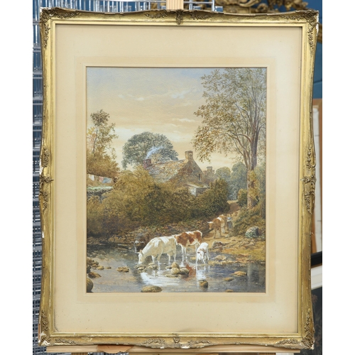 2077 - CHARLES LUTCHELL (19TH CENTURY) CATTLE WATERING Signed Chs Hg Lutchell
Watercolour(47cm x 37cm)... 