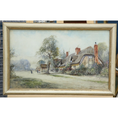 2079 - ‡ JOSEPH HUGHES CLAYTON (ACTIVE 1891-1929)) VILLAGE VIEWS WITH THATCHED COTTAGES, A PAIR Signed
Wate... 