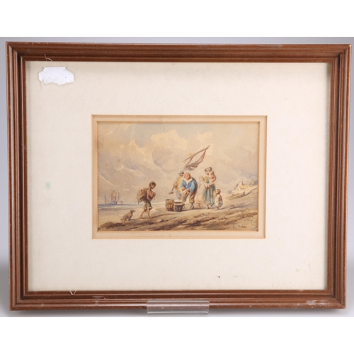 2121 - ATTRIBUTED TO DAVID COX (1783-1859) FISHERFOLK ON THE SHORE Bears signature
Watercolour(12.5cm x 18c... 